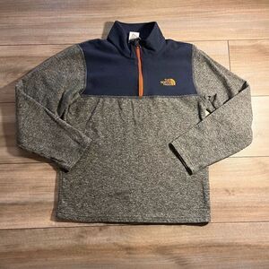North Face Grey Blue Athletic Fleece Quarterzip Boys Large‎
